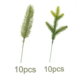 Decorative Flowers 10x Artificial Pine Pins Branches Christmas Tree Decorations DIY Wreath Garland Fake Plants For Desktop Xmas Home Decor