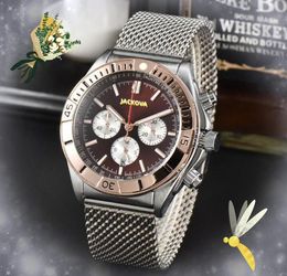 Sub Dial Work Automatic Date Men Watches Stopwatch Six Pins Lumious Clock Quartz Movement Clock Stainless Steel Mesh No-Mechanical original buckle bracelet watch