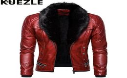 Men039s Fur Faux Casaco Men Biker Leather Jacket Collar Detachable Motocycle Jackets Coats Casual PU Chaqueta Moto Hombre6071325