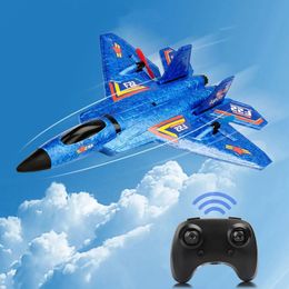 F22 Raptor RC Plane 24G 2CH Remote Control Flying Glider With LED Lights EPP Foam Airplane Toys For Children Gifts 240119
