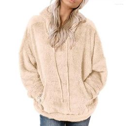 Women's Hoodies Winter Women Solid Color Fluffy Fleece Hooded Coat Pullover Fur Hoodie Warm Baggy Sweatshirt Male Jacket Putwear