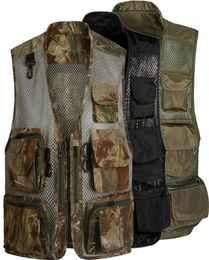 Laamei Men Camo Mesh Multi Pockets Camo Fish Hunt Vest Shooting Waistcoat Esporte Sleeveless Jacket Mesh Camouflage Vest T2001021455219