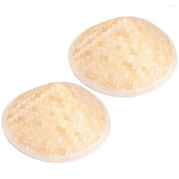 Ball Caps 2pcs Wall-mounted Hats Bamboo Woven Hat Adornments Crafts Painting