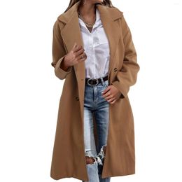 Women's Trench Coats Long Coat Temperament Double Breasted Windproof Classic Lapel Slim Overcoat Elegant Winter Jacket For Women