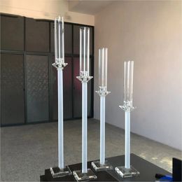1 heads acrylic white pillar Wedding Candelabra Metal Iron White Candlestick Candelabra for Decorative For Home Luxury