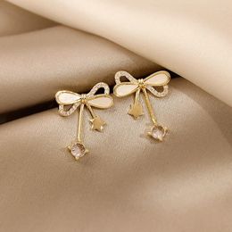 Stud Earrings Korea Fashion Jewellery 14K Real Gold Plating Sweet Small Bow Shell Exquisite Stars Girl's Gift Women's