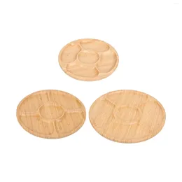 Tea Trays Wooden Tray Divided Cookware Round Shaped With 5 Compartments Food For Party Pastry Candies Wedding