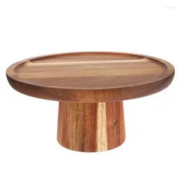 Plates Cake Plate Acacia Wood Stand Cupcake Display Wooden Tray Dessert Snack Dry Fruit Footed Wedding Party