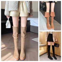 Fashion winter ankle boots womens ankles Knee booties Tall Boot Black Leather Over-knee Boot Party Knight Boots length flat kni