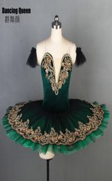 11 sizes Deep Green Velvet Bodice professional ballet tutu for women girls Pancake platter tutu for ballerina kids adult BLL0909069024