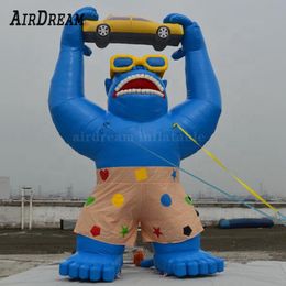 wholesale High Quality Outdoor Promotion Car wash blue Inflatable Gorillas kingkong balloon 4/6/8m height For Advertising