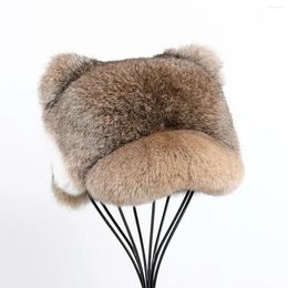 Ball Caps Women's Winter Warm Genuine Fur Baseball Cap Peaked Lady Fashion Thick Hats Real Hat