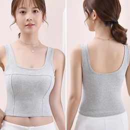 Women's Tanks Summer Solid Color Seamless Condole Belt Wrapped Chest Female Vest Outside The Fixed One Cup Inside Take In Long Run