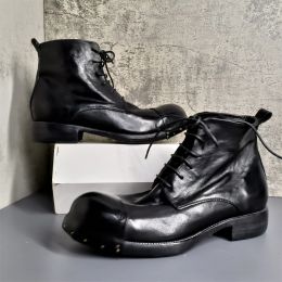 Round Toe Men Ankle Boots Lace-up Business Office Man Dress Shoes P25D50