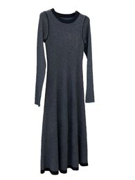 Casual Dresses Clashing Collar Wool Dress Fashion Comfortable Simple Atmosphere 2024 Autumn And Winter Products