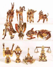 12pcsset Saint Seiya The Gold Zodiac Sagittarius Aries Taurus Libra Scorpio PVC Model Dolls Toys Colletible Figurals G2204207009494