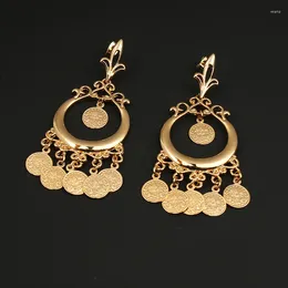 Dangle Earrings Women's Coin French Women Girls Ethiopia Turkey Gold Plated Arabian Birthday Gifts Wholesale Hoop