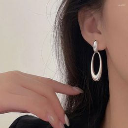 Stud Earrings S925 Sterling Silver Circle Oval Face Thin For Women 2024 Fashion Korean Heavy Duty