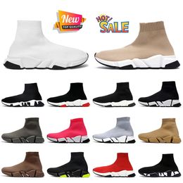 Speeds 2.0 Designer Casual Sock Shoes Womens Mens Rubber Speed Trainer Sneakers Black White Red Pink Beige Socks Boots Luxury Runners Loafers Sports Trainers