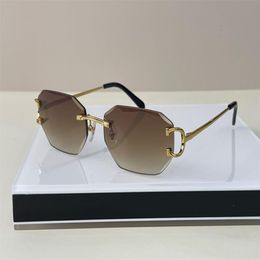 Luxury Designer Mens Sunglasses Diamond Cut Lens Brand Design Piccadilly Irregular Frameless Man Fashion Square sun Glasses 18K Go3207