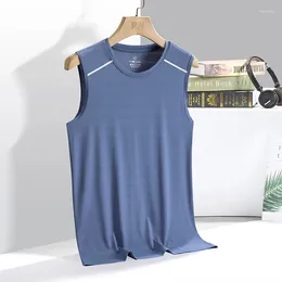 Men's Tank Tops Ice Silk Top Summer Sports Quick Dry Running Fitness Sleeveless T-shirt Thin Large