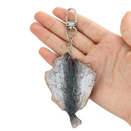 Keychains Funny Emulation Grilled Marine Fish Fillets Seafood Delicacies PVC Resin Pendant Key Chain Po Prop Model DIY Knapsack Jewellery