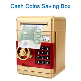 Automatic Deposit ATM Password Money Boxes Cash Coins Saving Box Electronic Piggy Bank Auto Scroll Paper Banknote Gift For Kids 240118