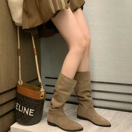 Boots Dress Shoes Pointed Toe Thick Heel Heightened Western Cowboy Medium Slender Female Summer Autumn 221013