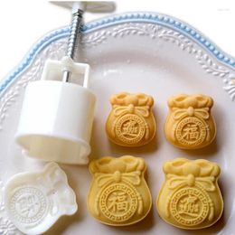 Baking Moulds 50g/75g 2Pcs/set Blessing Bag Shaped Mooncake Mould Year's Greetings Hand Pressure Bean Paste Cake Mid-autumn