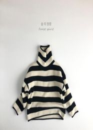 Toddler Kid Baby Boys Girls Winter Clothes Turtleneck Striped Sweater Long Sleeve Pullover Knit Top Thick Fashion Knitwear9237495