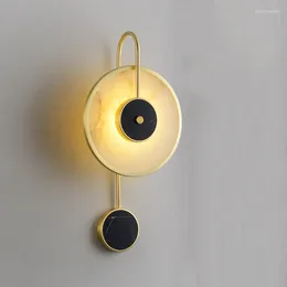 Wall Lamps Art Design Nordic Postmodern El Marble Lamp Background Clock Light Pendulum Living Room Bedside Study Decorative