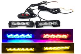 Car Truck Front Grille LED Strobe Flash Warning Light Auto Police LED Bar Emergency Light vehicle surface mount amber lighthead5395786