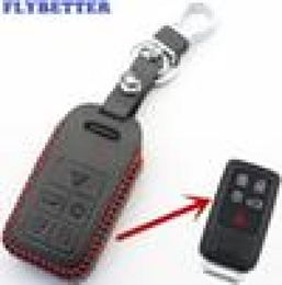 FLYBETTER Genuine Leather 5Button Keyless Entry Smart Key Case Cover For S60/S80/V60/XC60/XC70/S60L/V40 Car Styling L20051903795