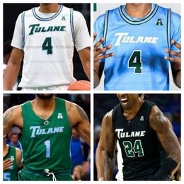 Tulane Green Wave Basketball Jersey NCAA stitched jersey Any Name Number Men Women Youth Embroidered Logan Stephens Sion James Gregg Glenn III Mier Panoam