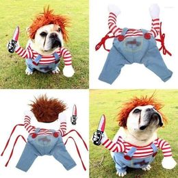 Dog Apparel Funny Pet Puppy Clothes Halloween Costumes Comical Outfits Holding Knife Set Lovely Cat Dogs Festival Party Clothing