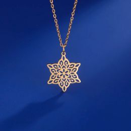 New In Filigree Star of David Pendant Necklace Women 14k Yellow Gold Color Clavicle Chain Amulet Jewish Jewelry Gift