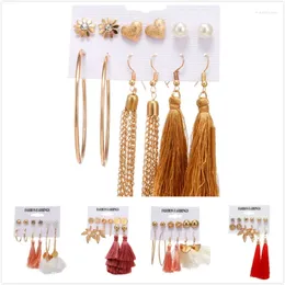 Stud Earrings Fashion Sweet Pearl Rhinestone Leaves For Women Geometric Tassel Dangle Hoop Earring Sets Femme Jewelry Gift