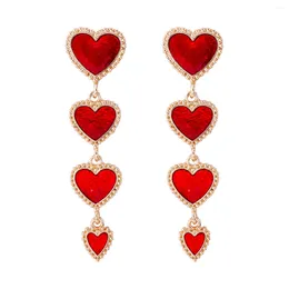 Dangle Earrings JURAN 2024 Trend Design Hearts Tassel Long Drop For Women Alloy Oil Resin Heart-shaped Statement Jewelry