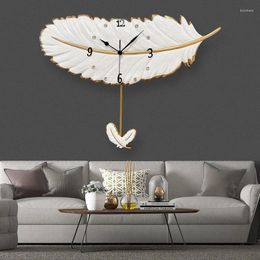 Wall Lamp Modern Creative Feather Clock LED Decoration Home Living Room Dinner Aisle With Lights Sconce