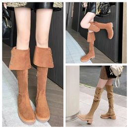 Fashion winter ankle boots women ankles knit bootie Tall Boot Black Leather Over-knee Boot Party Knight Boots Knee length boots for women's flat bott boot