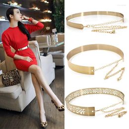 Belts 2024 Fashion Designer Gold Silver Adjustable Metal Wide Bling Waistband Plate Ladies Chains Waist Belt Woman Mirror