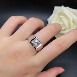 Cluster Rings Solid 14K White Gold AU585 Platinum PT950 Men's Diamond Ring Fashion Frosted Trend Hand Jewellery Moissanite