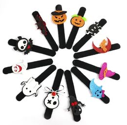 Halloween Slap Bracelet Party Decoration Bat Pumpkin Ghost Shape Series Clap Plush Pat Hand Circle Toy Bangle For Children SN