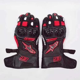 Aagv Gloves Agv Carbon Fiber Riding Gloves Summer Motorcycle Racing Leather Anti Drop Waterproof Comfortable for Men and Women in All Seasons 4oyn