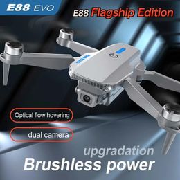 E88 EVO Remote Control HD Dual Camera Drone With Dual/Three Batteries, Brushless Motor, Headless Mode, Optical Flow Positioning, Smart Follow, Track Flight.