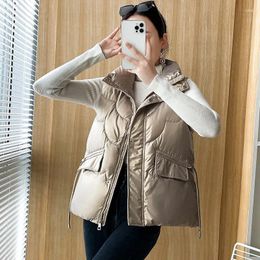 Women's Trench Coats Vest Korean Slim Hooded Down Cotton Women Waistcoat Sleeveless Jacket 2024 Autumn Winter Female Coat