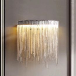 Wall Lamp Aluminum Chain Led Sconce Bedroom Luxury Living Room Indoor Lighting Gold Silver Creative Stairway Home Decor Lustre