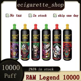 Original R&M Legend 10000 puff Disposable E cigarette 10K Puffs Vape Pen 20ml Prefilled 2%5% Cartridge Pod Device 650mah Rechargeable Battery 20flavors
