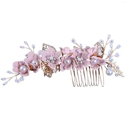 Hair Accessories Pink Flower & Diamond Comb Elegant Wedding Suitable For Parties Honeymoons