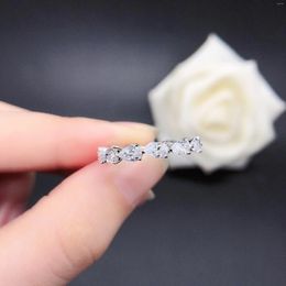 Cluster Rings GRA Warranty 0.35Ct 3 5mm Single Moissanite D Color VVS1 Band Ring Test Positive 14K White Gold Wedding 128r